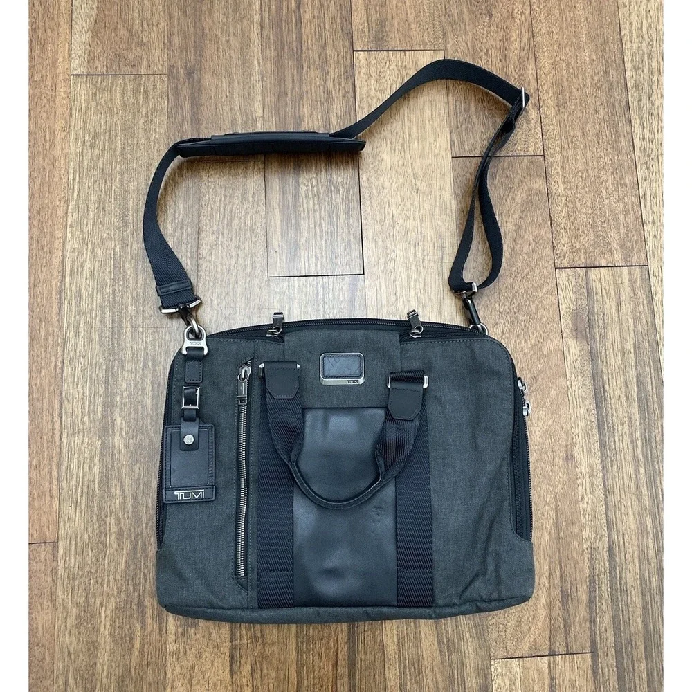 Tumi Alpha Bravo Aviano Slim Brief Nylon Leather Bag Black - Barely Used